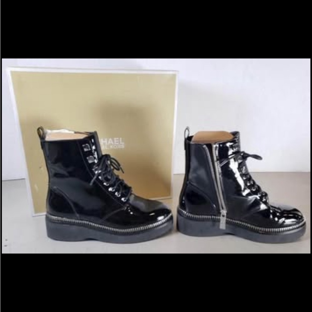 Michael Kors Black Lace Up Boots with Chunky Sole